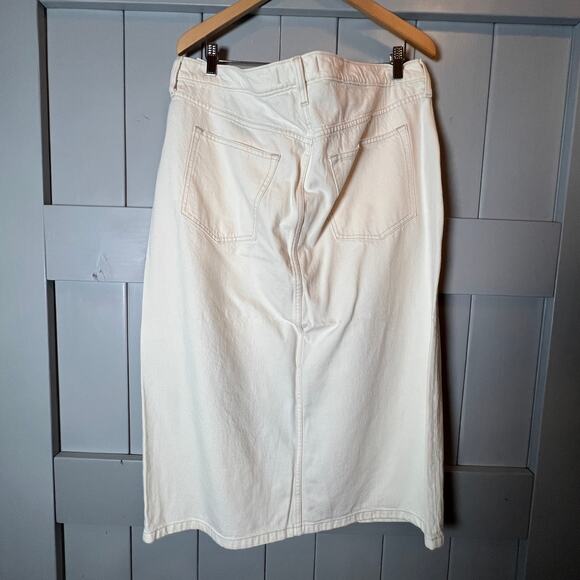 Abercrombie & Fitch High Waist Cream Denim Slit Front Skirt Size 34 NEW - Picture 6 of 7